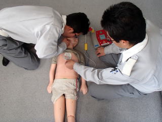 小児用の人形を使用した心肺蘇生法